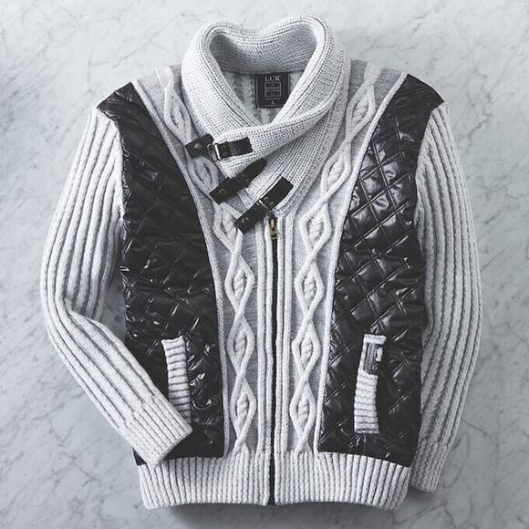 LCR Chunky Knit Thick Cardigan Sweater Jacket Large Cable Knit Ribbed Buckle - Picture 12 of 13